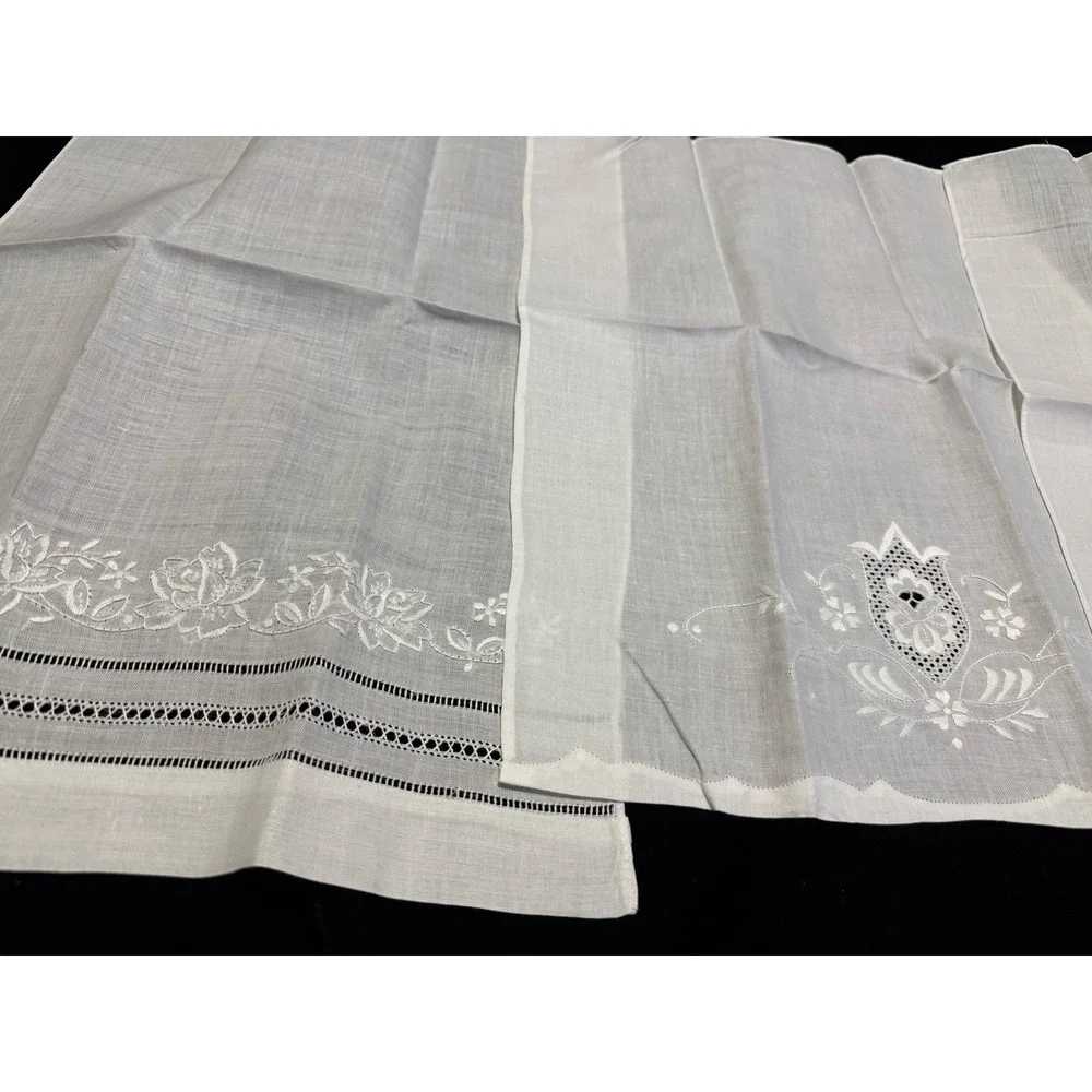 Lot of 3 NEW VTG Hand Towels Tea Kitchen Floral Grapes Embroidered Design Guest